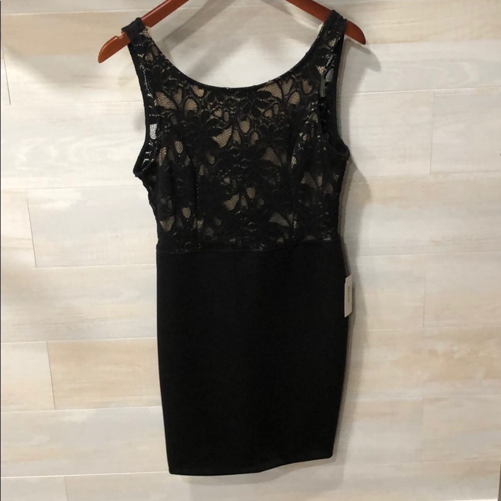 Women’s Voxx Black and Nude Lace Dress Bow Back